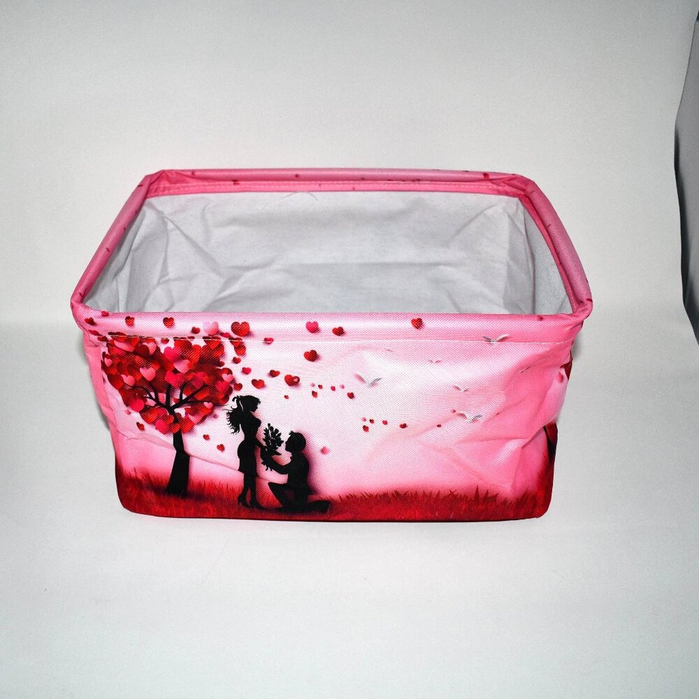 Valentine's Day Storage Basket, Large Collapsible Fabric Bin with Handles, NWT